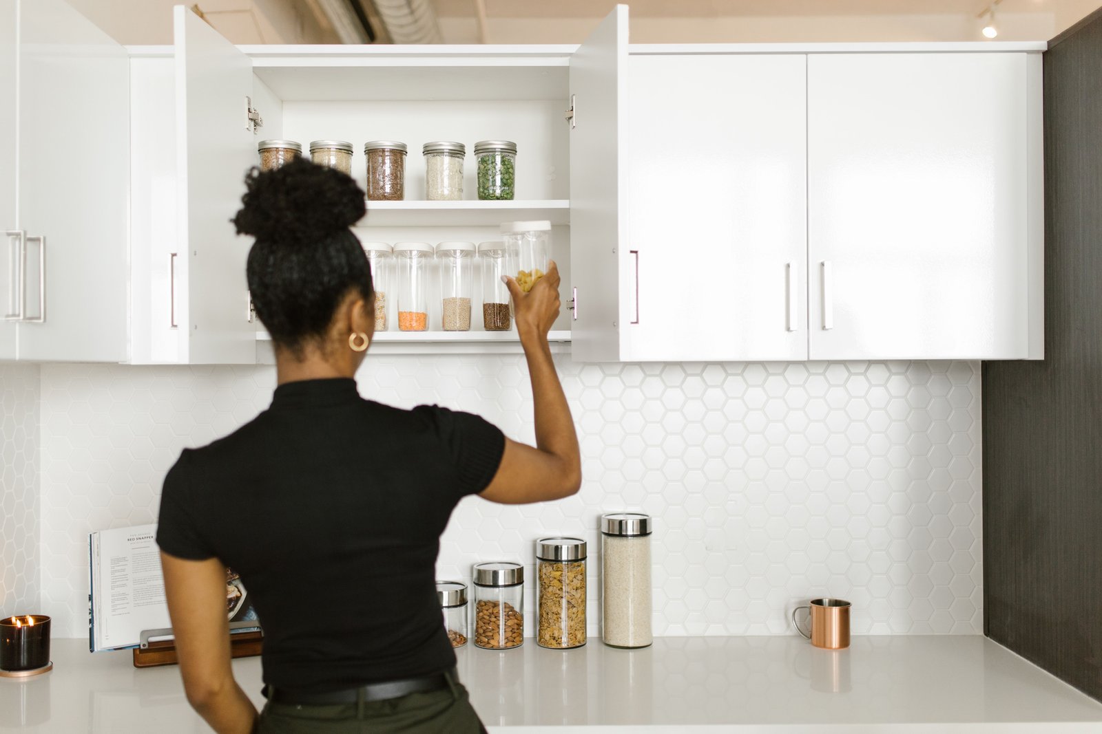 Organized pantry shelves